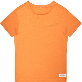 Pomarańczowa koszulka dziecięca Name it dla chłopców z krótkim rękawem