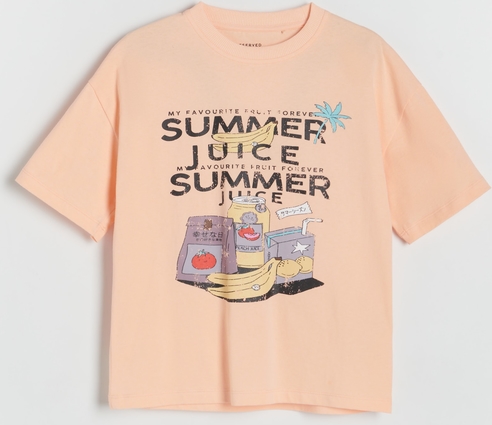 Pomarańczowa koszulka dziecięca Reserved z dzianiny