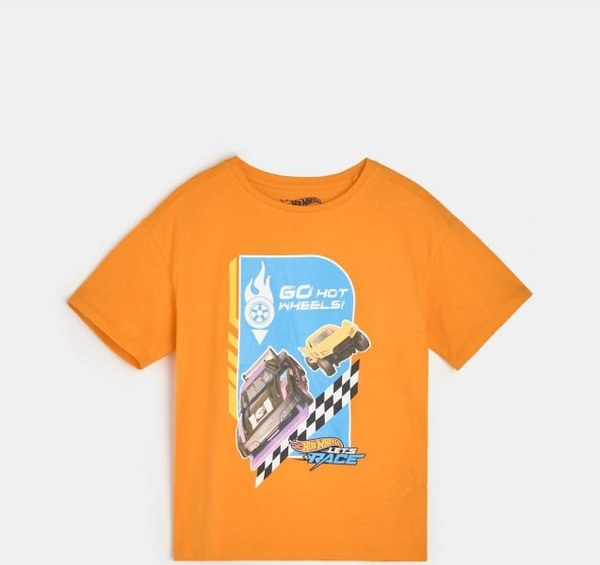 Pomarańczowa koszulka dziecięca Sinsay z bawełny dla chłopców