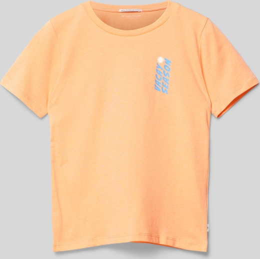 Pomarańczowa koszulka dziecięca Tom Tailor z bawełny