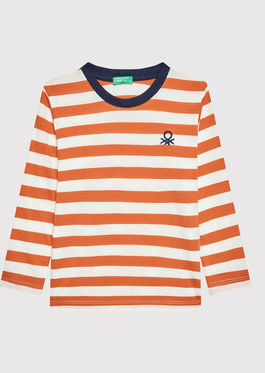 Pomarańczowa koszulka dziecięca United Colors Of Benetton w paseczki