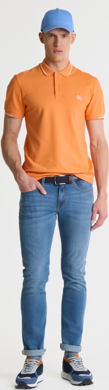 Pomarańczowa koszulka polo Big Star w stylu casual z krótkim rękawem