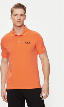 Pomarańczowa koszulka polo Emporio Armani z krótkim rękawem w stylu casual