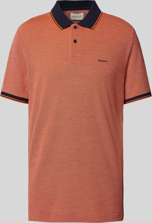 Pomarańczowa koszulka polo Gant w stylu casual z krótkim rękawem z bawełny