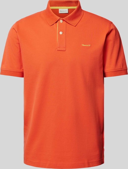 Pomarańczowa koszulka polo Gant z krótkim rękawem z bawełny