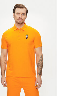 Pomarańczowa koszulka polo Karl Lagerfeld z krótkim rękawem w stylu casual