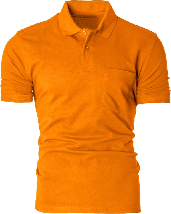 Pomarańczowa koszulka polo Risardi w stylu casual z bawełny z krótkim rękawem