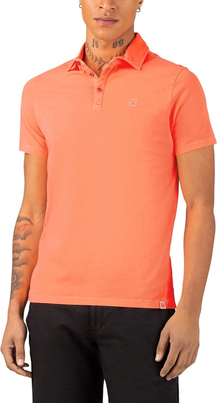 Pomarańczowa koszulka polo Timezone z krótkim rękawem z bawełny