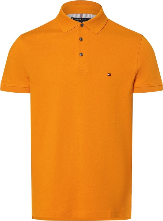 Pomarańczowa koszulka polo Tommy Hilfiger w stylu casual z krótkim rękawem z bawełny