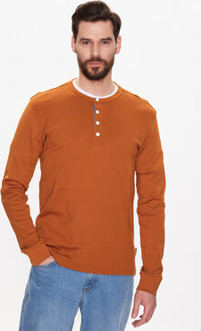 Pomarańczowa koszulka z długim rękawem MODIVO z długim rękawem w stylu casual