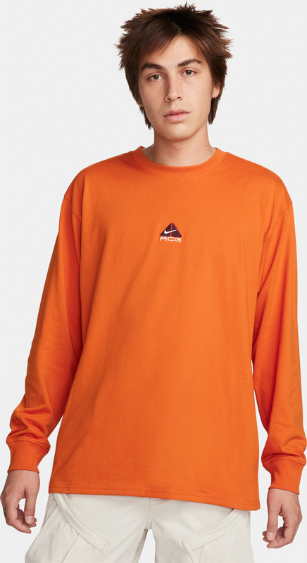 Pomarańczowa koszulka z długim rękawem Nike w stylu vintage z bawełny z długim rękawem