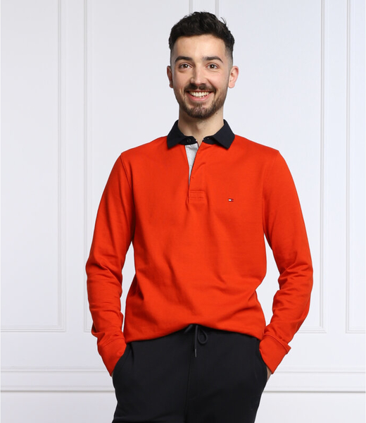 Pomarańczowa koszulka z długim rękawem Tommy Hilfiger w stylu casual