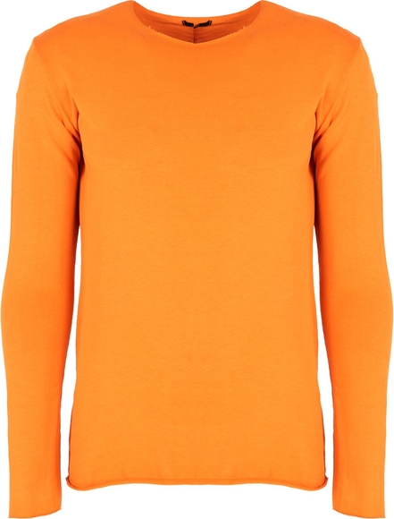 Pomarańczowa koszulka z długim rękawem ubierzsie.com z tkaniny w stylu casual