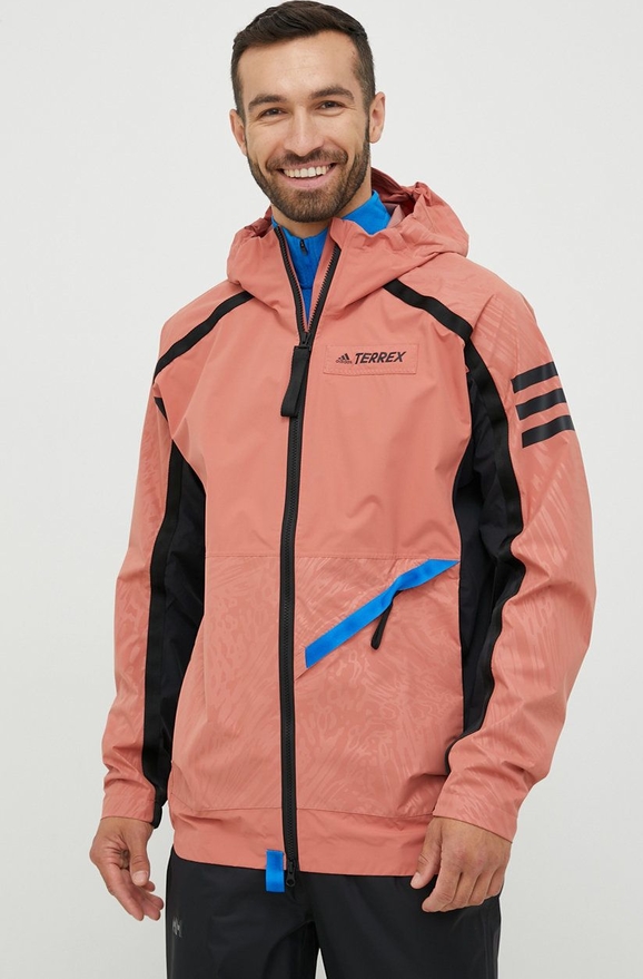 Pomarańczowa kurtka Adidas krótka z tkaniny w sportowym stylu