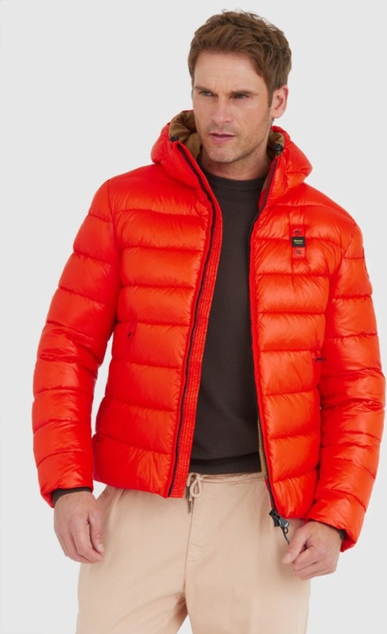 Pomarańczowa kurtka Blauer Usa krótka w młodzieżowym stylu