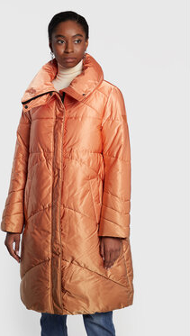 Pomarańczowa kurtka Guess długa w stylu casual z kapturem