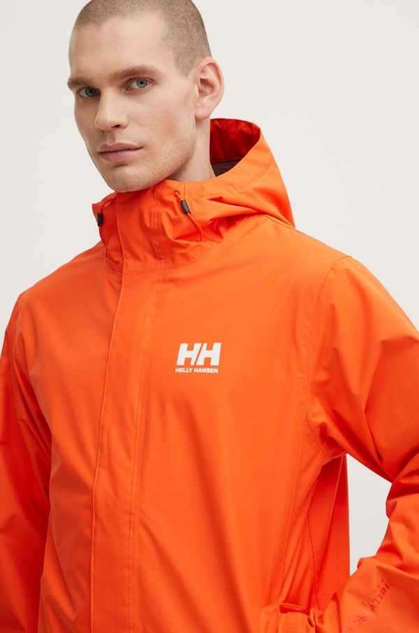 Pomarańczowa kurtka Helly Hansen w sportowym stylu krótka