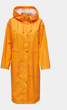Pomarańczowa kurtka Only w stylu casual długa z kapturem