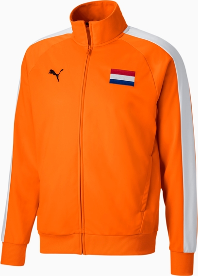 Pomarańczowa kurtka Puma krótka z dresówki w sportowym stylu