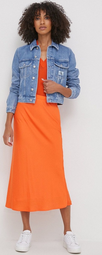 Pomarańczowa spódnica Calvin Klein midi