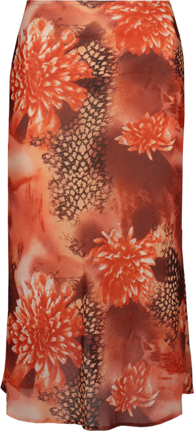 Pomarańczowa spódnica Fokus midi z tkaniny w stylu boho