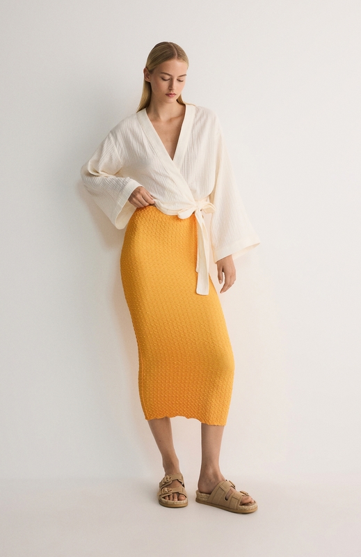 Pomarańczowa spódnica Reserved w stylu casual midi
