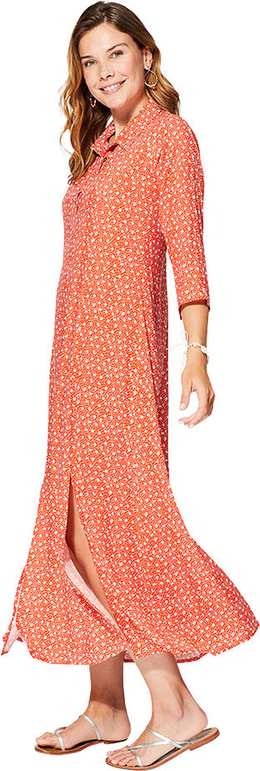 Pomarańczowa sukienka Aller Simplement z dekoltem w kształcie litery v w stylu casual