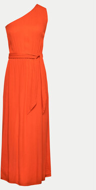 Pomarańczowa sukienka Billabong bez rękawów maxi z okrągłym dekoltem