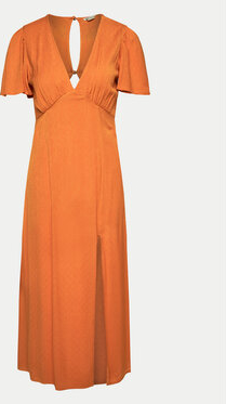 Pomarańczowa sukienka Billabong w stylu casual z krótkim rękawem