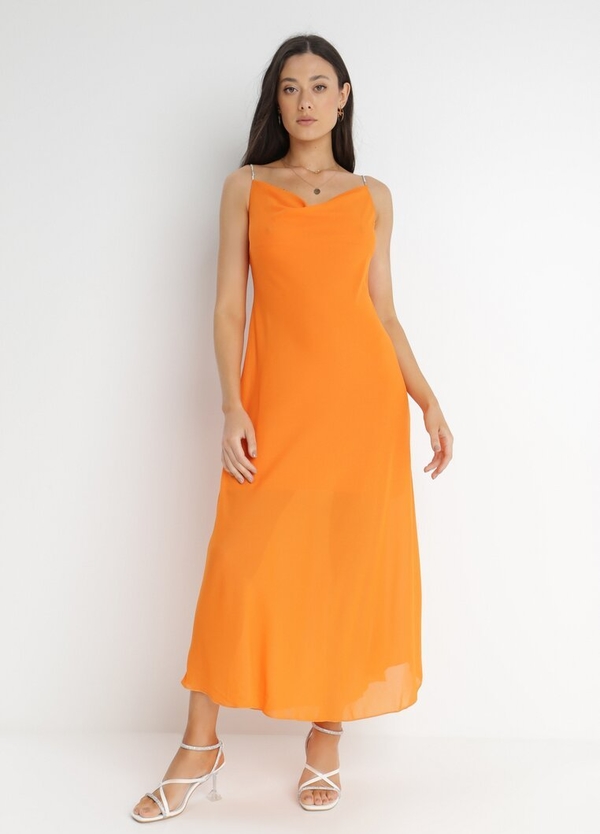 Pomarańczowa sukienka born2be maxi