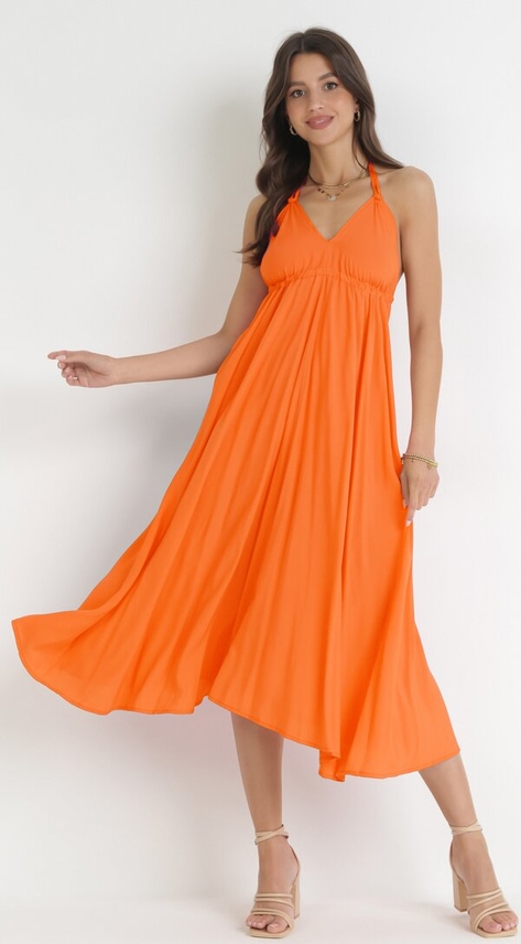 Pomarańczowa sukienka born2be midi