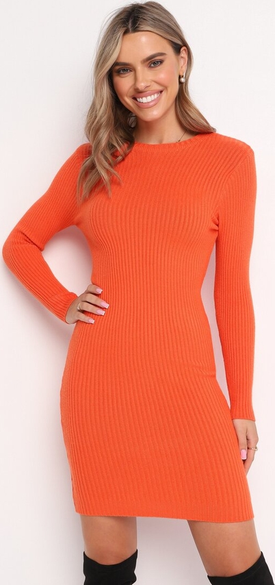 Pomarańczowa sukienka born2be z bawełny