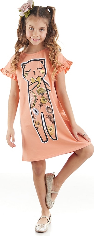 Pomarańczowa sukienka dziewczęca Denokids z bawełny