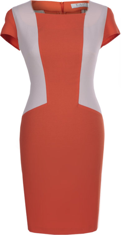 Pomarańczowa sukienka Fokus dla puszystych z tkaniny midi