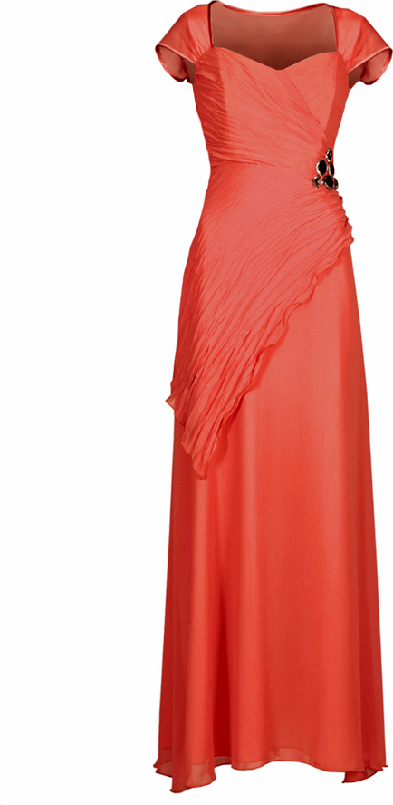 Pomarańczowa sukienka Fokus z krótkim rękawem maxi rozkloszowana