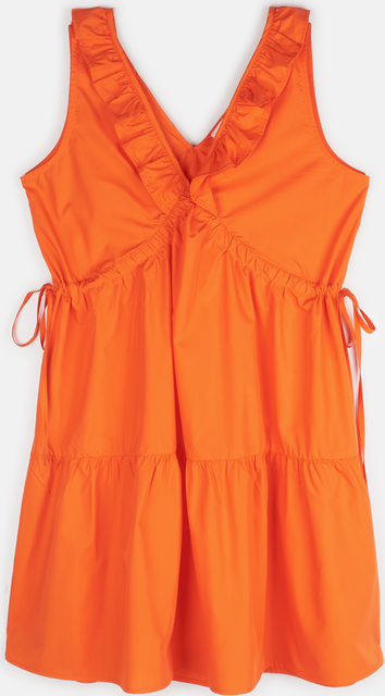 Pomarańczowa sukienka Gate z bawełny oversize z dekoltem w kształcie litery v