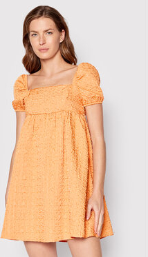 Pomarańczowa sukienka Glamorous w stylu casual z krótkim rękawem mini