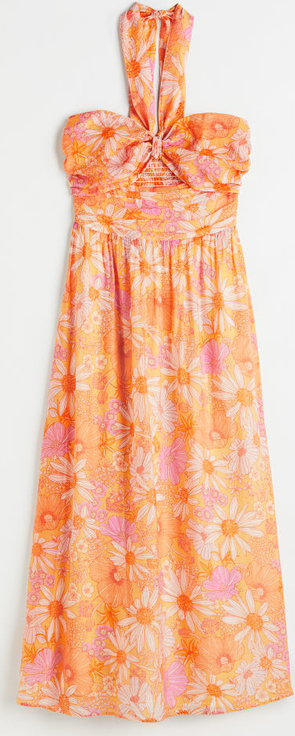Pomarańczowa sukienka H & M z tkaniny maxi
