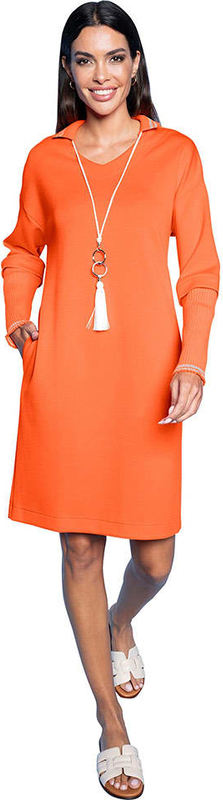 Pomarańczowa sukienka Heine w stylu casual mini z długim rękawem