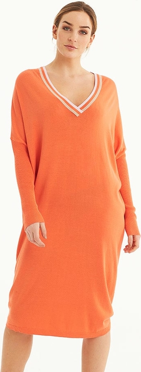 Pomarańczowa sukienka Ilse Jacobsen z długim rękawem mini z bawełny