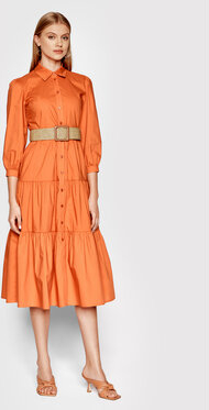 Pomarańczowa sukienka Liu-Jo koszulowa midi