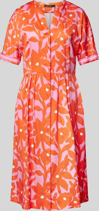 Pomarańczowa sukienka Marc Cain midi z dekoltem w kształcie litery v w stylu casual