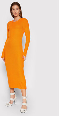 Pomarańczowa sukienka Patrizia Pepe midi w stylu casual dopasowana