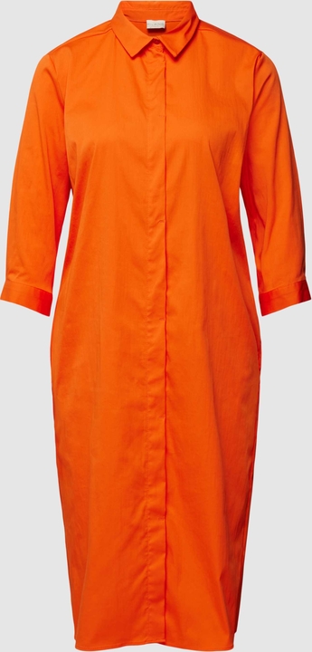 Pomarańczowa sukienka Peek&Cloppenburg w stylu casual z długim rękawem z kołnierzykiem