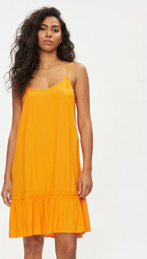Pomarańczowa sukienka Pieces oversize w stylu casual z dekoltem w kształcie litery v