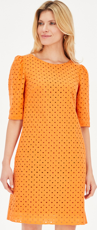 Pomarańczowa sukienka POTIS & VERSO w stylu casual z długim rękawem z tkaniny