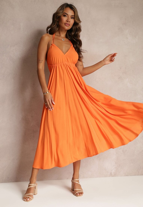 Pomarańczowa sukienka Renee midi w stylu casual