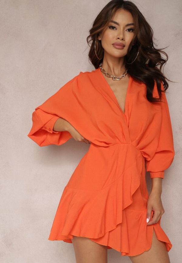 Pomarańczowa sukienka Renee z dekoltem w kształcie litery v