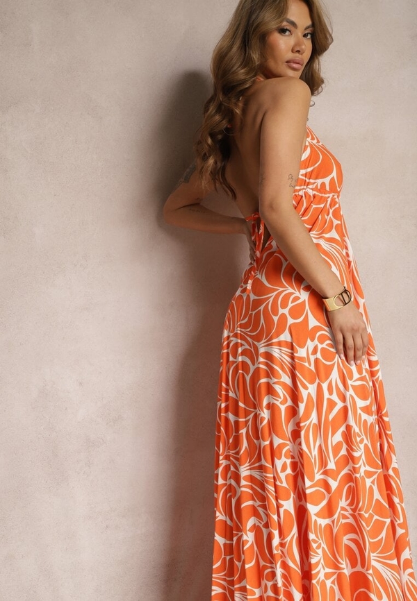 Pomarańczowa sukienka Renee z dekoltem w kształcie litery v maxi w stylu boho