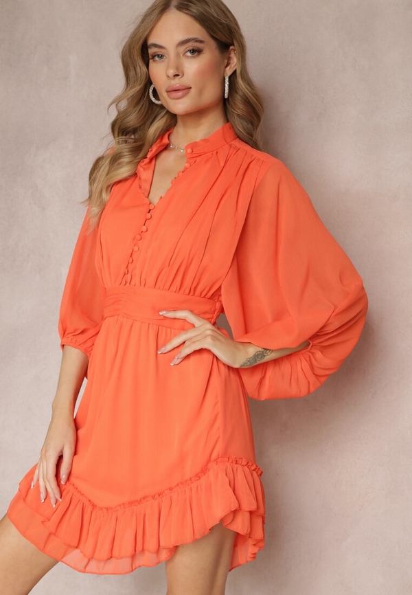 Pomarańczowa sukienka Renee z dekoltem w kształcie litery v w stylu casual